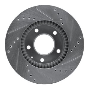 Mazda MPV Brake Rotor (1) - Front Left - R1 Concepts - Drilled & Slotted - Silver - `95-`06